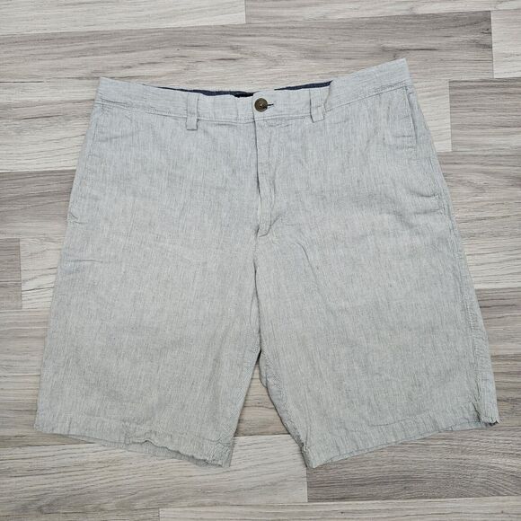BANANA REPUBLIC Mens Beige Stripe Cotton Linen Chino Shorts Size 34 - Picture 1 of 5
